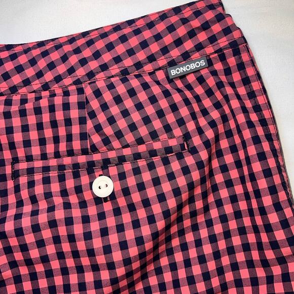 Bonobos Swim Trunks Size 33 Pink Blue Gingham Button Front Mesh Lined Preppy Dad - Picture 14 of 14